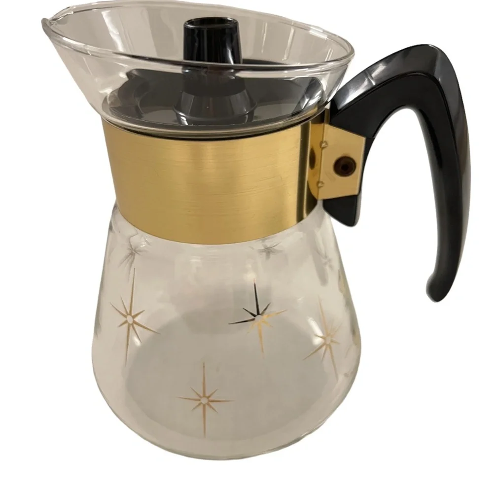 Vintage 60s Pyrex Corning Ware Starburst Atomic 4-Cup Coffee Carafe Mid-Century